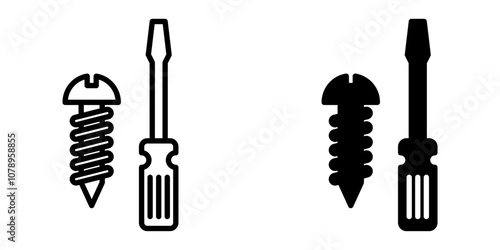Screw Icon set. Symbol isolated white background. vector illustration. color editable.