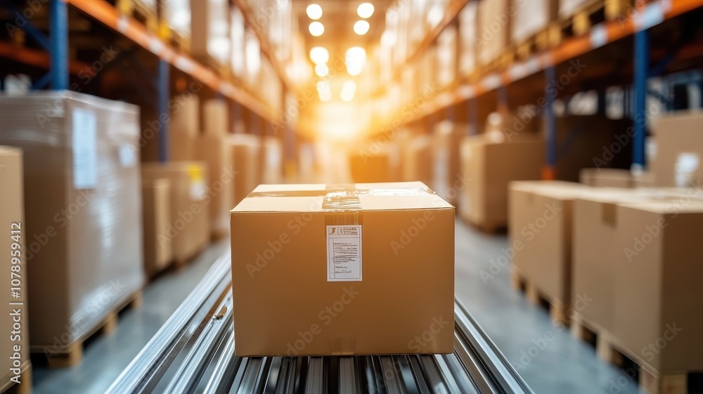 Orders packed and labeled in the fulfillment area of a warehouse Orders packed and labeled in the fulfillment area of a warehouse