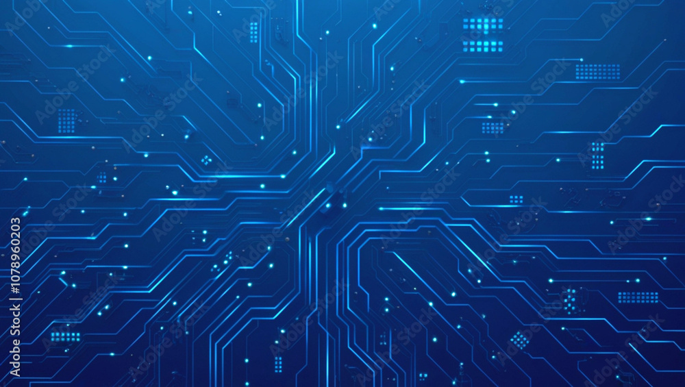 Futuristic vector illustration of a blue circuit board with intricate digital tech elements. Computer motherboard with a chip, processor, and semiconductor. Digital vector illustration Futuristic vector illustration of a blue circuit board with intricate digital tech elements. Computer motherboard with a chip, processor, and semiconductor. Digital vector illustration