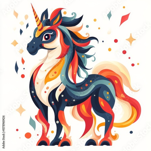 Colorful Abstract Unicorn Illustration with Vibrant Design Elements photo