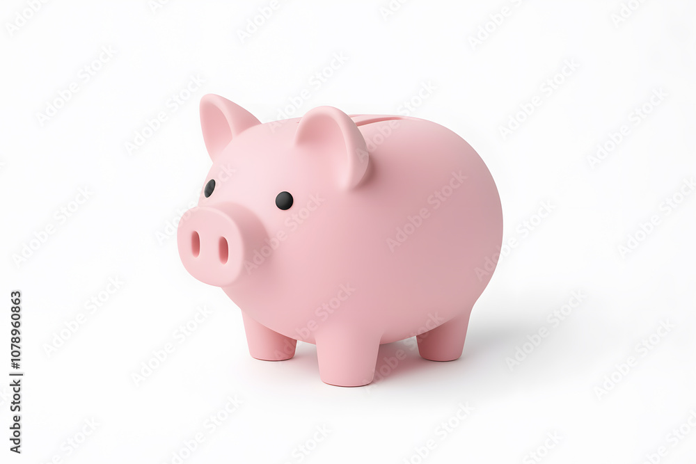 Cute pink piggy bank icon, 3D render, isolated on white background Cute pink piggy bank icon, 3D render, isolated on white background