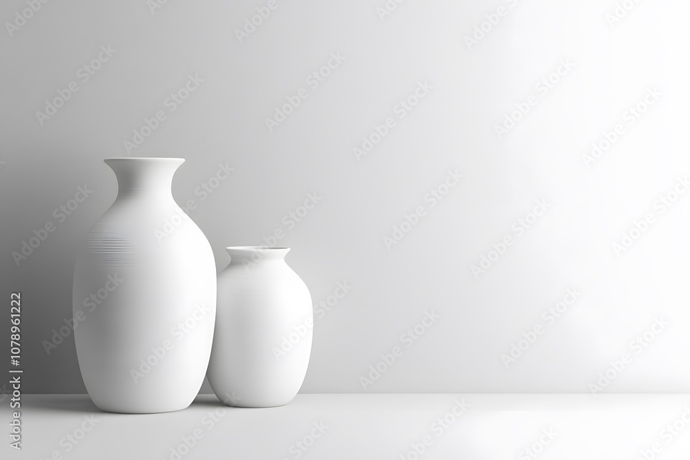 minimalist decor of white vases in a modern interior with floral arrangement, representing simplicity, elegance and minimal design with white background minimalist decor of white vases in a modern interior with floral arrangement, representing simplicity, elegance and minimal design with white background