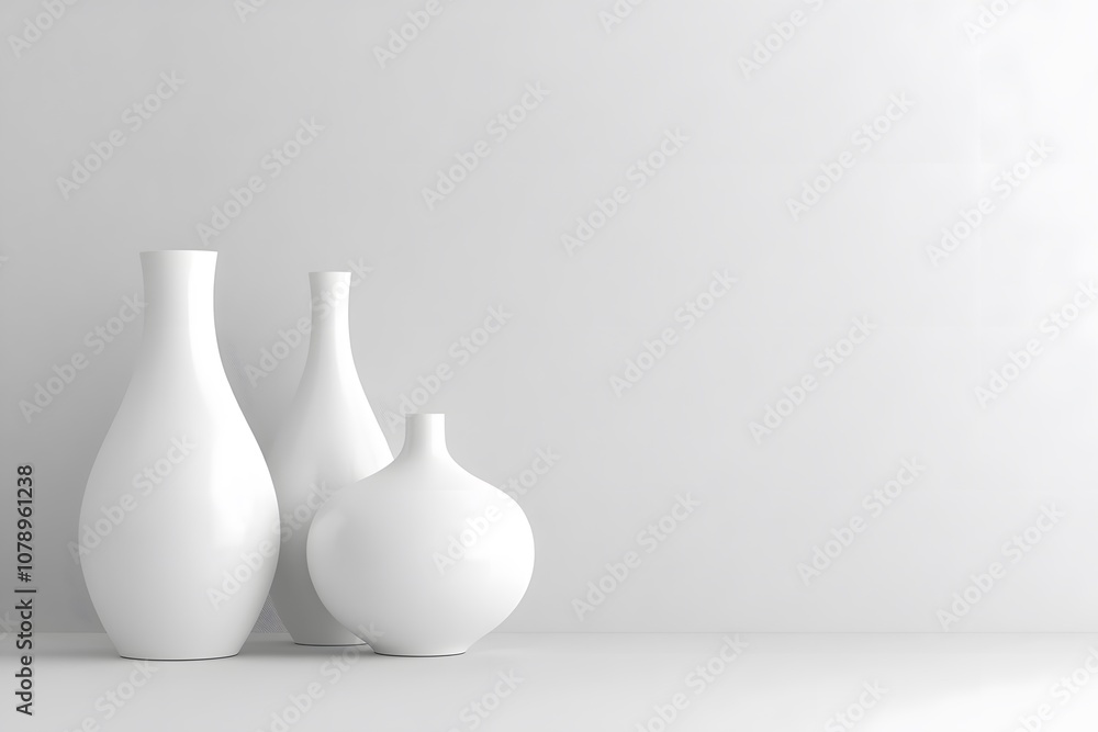 minimalist decor of white vases in a modern interior with floral arrangement, representing simplicity, elegance and minimal design with white background minimalist decor of white vases in a modern interior with floral arrangement, representing simplicity, elegance and minimal design with white background