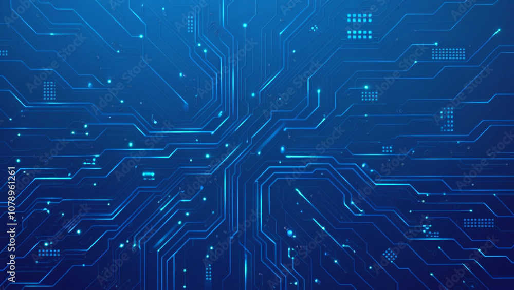 Futuristic vector illustration of a blue circuit board with intricate digital tech elements. Computer motherboard with a chip, processor, and semiconductor. Digital vector illustration Futuristic vector illustration of a blue circuit board with intricate digital tech elements. Computer motherboard with a chip, processor, and semiconductor. Digital vector illustration