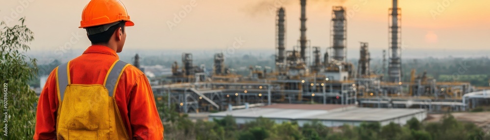 Refinery inspection by industrial worker ensuring safe and efficient operations in energy production plant Refinery inspection by industrial worker ensuring safe and efficient operations in energy production plant