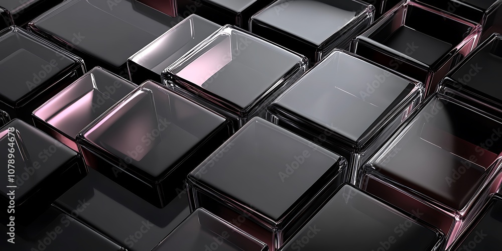 a close up of a bunch of black and pink cubes a close up of a bunch of black and pink cubes
