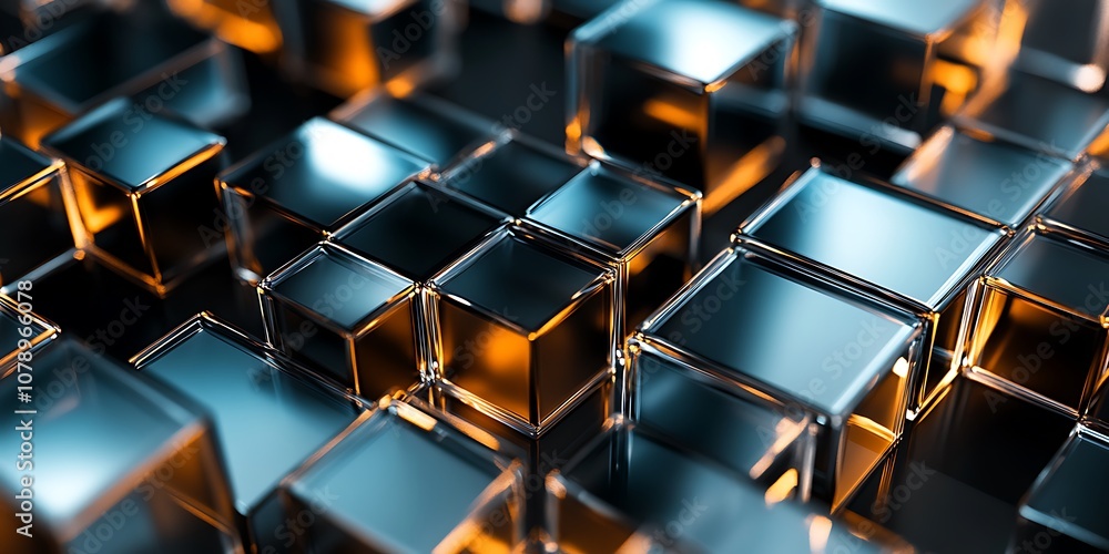 a close up of a bunch of shiny cubes with a light on them a close up of a bunch of shiny cubes with a light on them