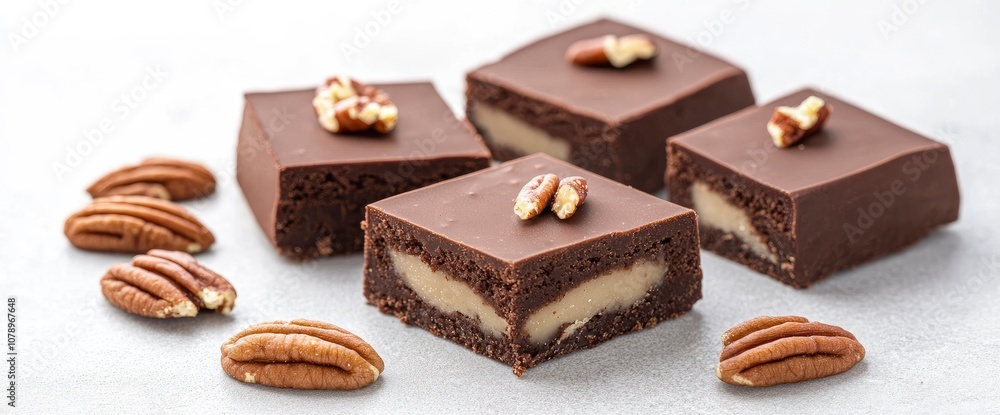 Chocolate Pecan Fudge Squares with Caramel Filling Chocolate Pecan Fudge Squares with Caramel Filling