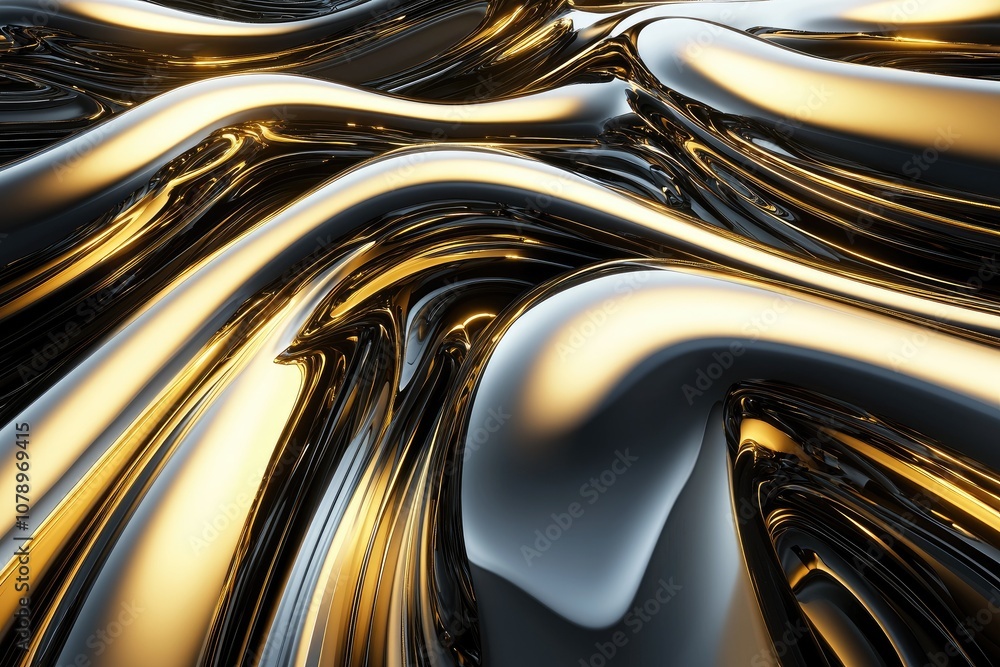 Abstract smooth waves of metallic gold and black textures. Abstract smooth waves of metallic gold and black textures.