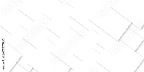 Modern white and gray technology concept diamond triangle geometric line background. Creative design with white boxes and 3d white rectangle business card. soft shadows as pattern, top view. squares.