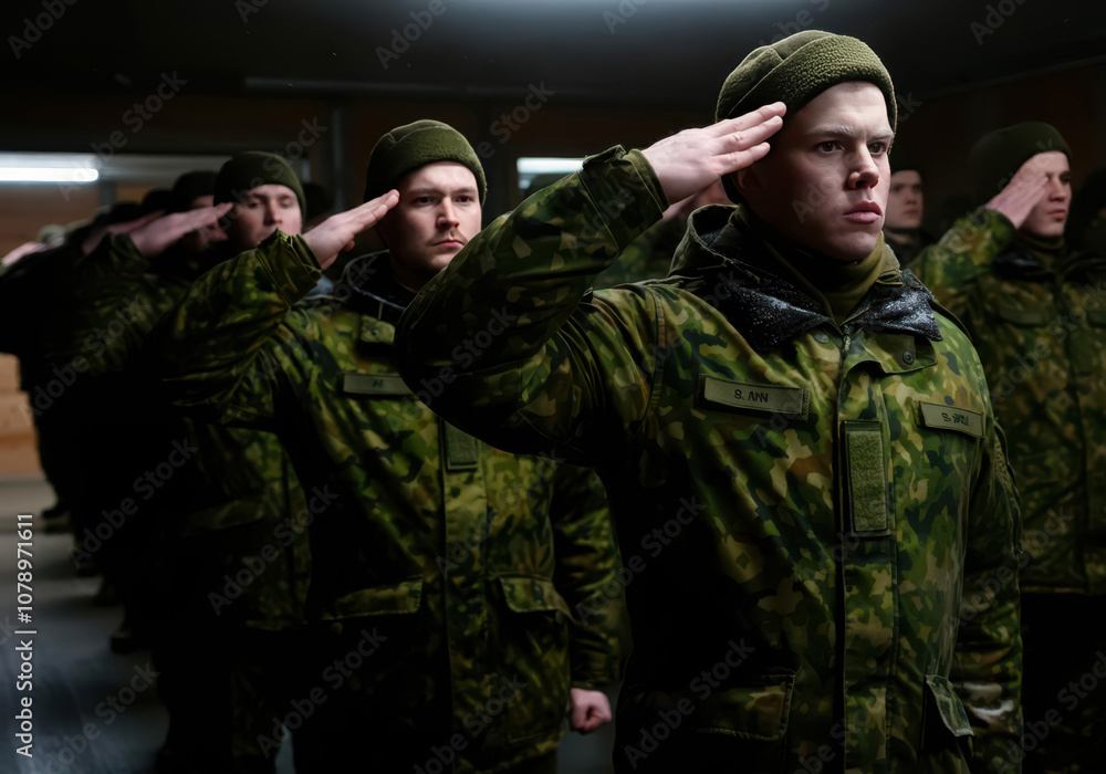 Finnish soldiers giving salute during ceremony military, glory and honor, dignified military uniform Finnish soldiers giving salute during ceremony military, glory and honor, dignified military uniform