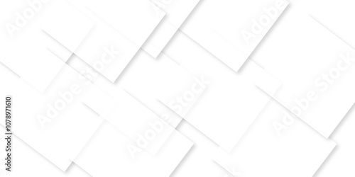 Modern white and gray technology concept diamond triangle geometric line background. Creative design with white boxes and 3d white rectangle business card. soft shadows as pattern, top view. squares.