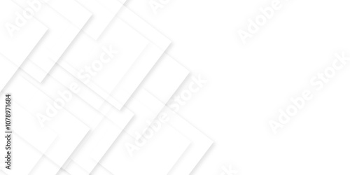 Modern white and gray technology concept diamond triangle geometric line background. Creative design with white boxes and 3d white rectangle business card. soft shadows as pattern, top view. squares.