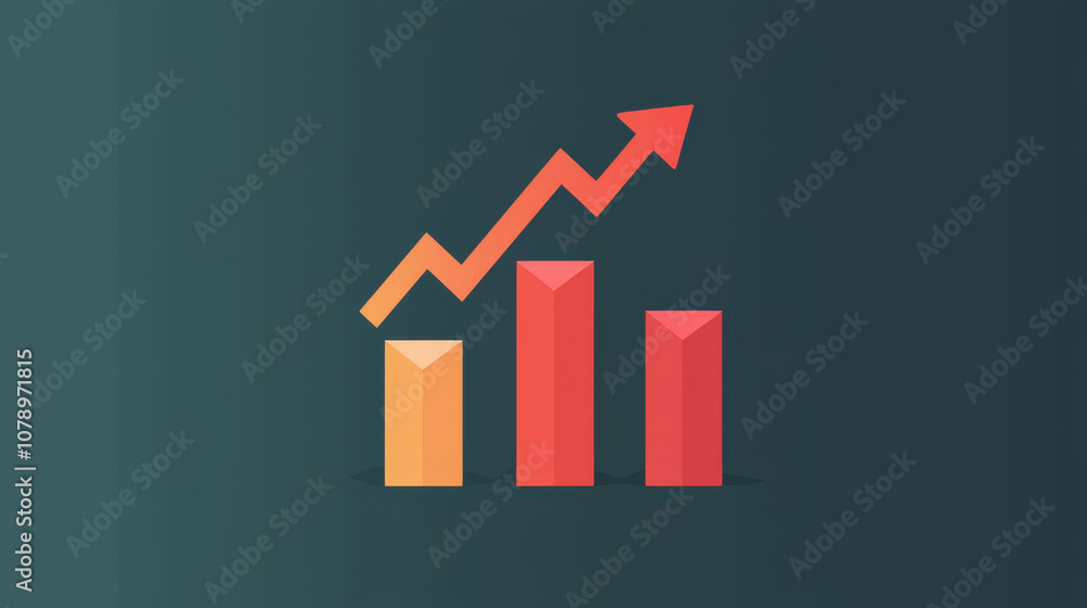 colorful bar graph with upward trend, symbolizing growth and success. bars are in shades of red and orange against dark background, conveying sense of progress and achievement colorful bar graph with upward trend, symbolizing growth and success. bars are in shades of red and orange against dark background, conveying sense of progress and achievement