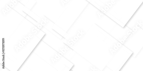 Modern white and gray technology concept diamond triangle geometric line background. Creative design with white boxes and 3d white rectangle business card. soft shadows as pattern, top view. squares.