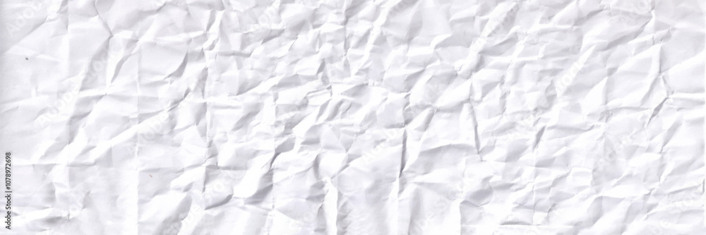 Obraz premium White clean crumpled paper background. Horizontal crumpled empty paper template for posters and banners. Vector illustration