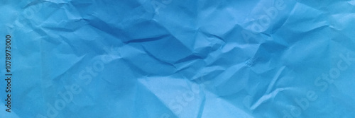 Crumpled paper vector background. Realistic textured recycled blue paper