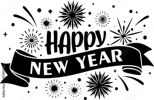 happy new year decoration vector  on transparent background