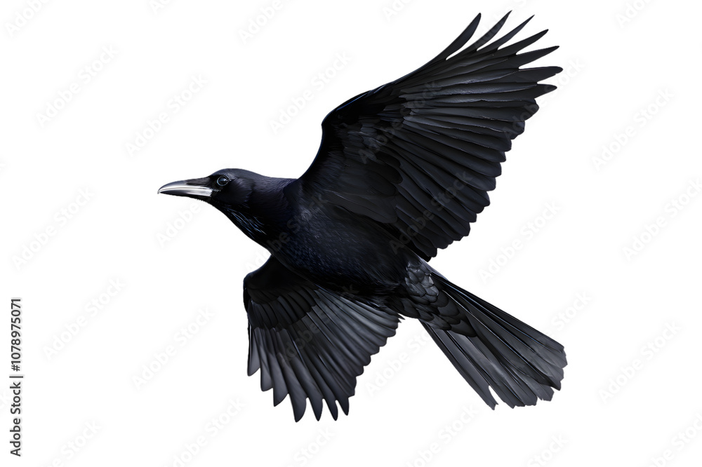 Fototapeta premium Black crow isolated on transparent background