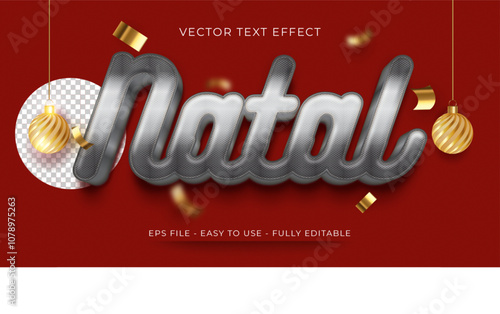 vector 3d text effect natal merry christmas label for compositions natal in brazil 15