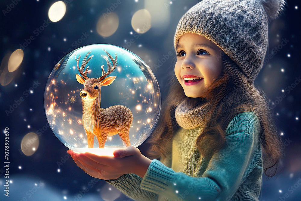 Naklejka premium girl with snowglobe