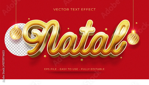 vector 3d text effect natal merry christmas label for compositions natal in brazil