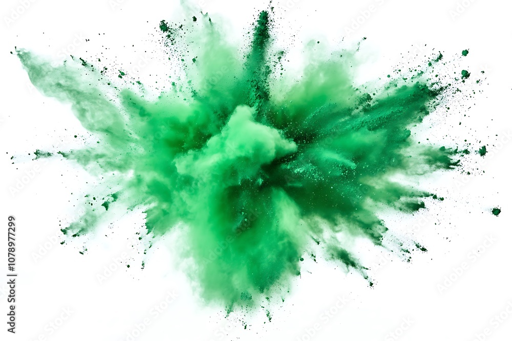 a close up of a green powder explosion on a white background a close up of a green powder explosion on a white background
