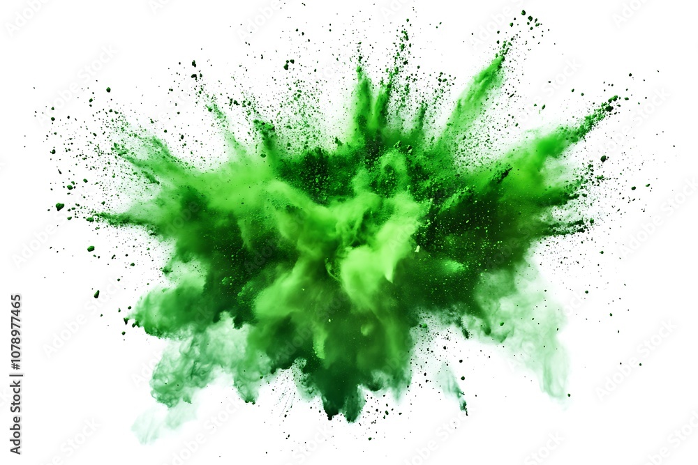 a close up of a green powder explosion on a white background a close up of a green powder explosion on a white background
