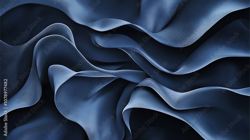 Obraz premium Abstract dark blue fabric waves background.