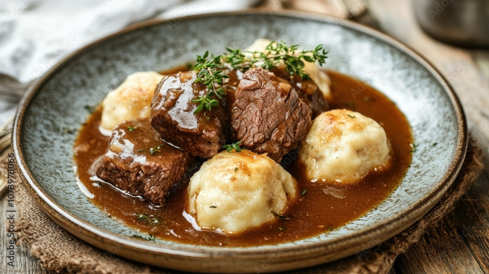 Tender Meat with Dumplings in Rich Gravy Tender Meat with Dumplings in Rich Gravy