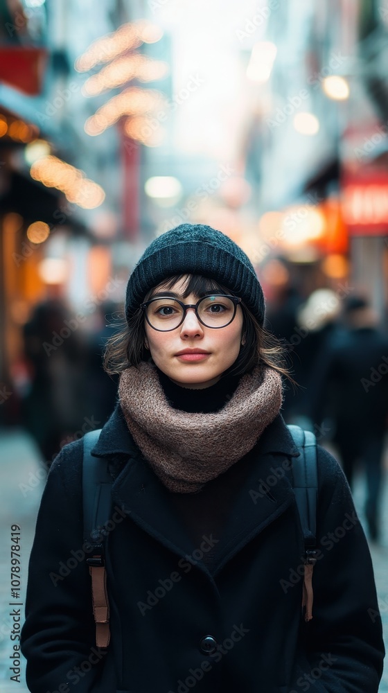 Capturing solitude a portrait of a person amidst the hustle of a busy street