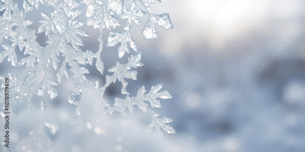 Closeup of intricate ice crystals formed on a winter morning, abstract Closeup of intricate ice crystals formed on a winter morning, abstract