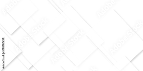 Modern white and gray technology concept diamond triangle geometric line background. Creative design with white boxes and 3d white rectangle business card. soft shadows as pattern, top view. squares.