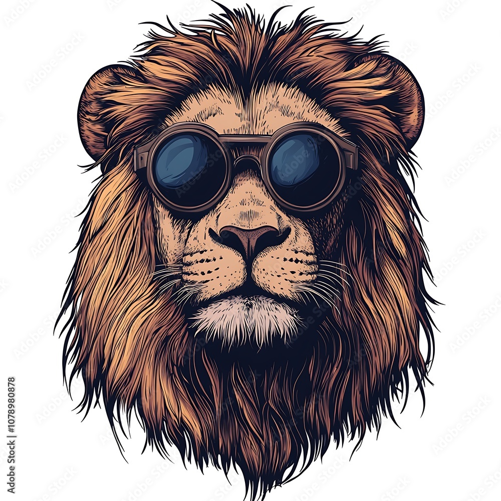 Obraz premium Cool lion wearing sunglasses.