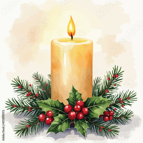 Watercolor Christmas Candles Background