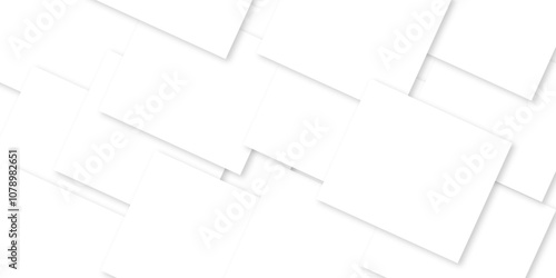 Modern white and gray technology concept diamond triangle geometric line background. Creative design with white boxes and 3d white rectangle business card. soft shadows as pattern, top view. squares.