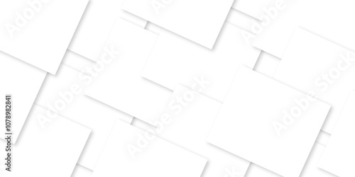 Modern white and gray technology concept diamond triangle geometric line background. Creative design with white boxes and 3d white rectangle business card. soft shadows as pattern, top view. squares.