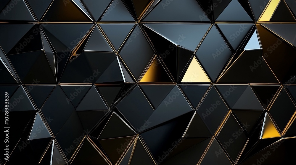 A bold black and gold geometric pattern with interlocking triangles, reflecting light from above, and creating a luxurious, high-contrast design with clean edges. A bold black and gold geometric pattern with interlocking triangles, reflecting light from above, and creating a luxurious, high-contrast design with clean edges.