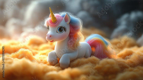 Unicorn cute beautiful cartoon 3 d animals
