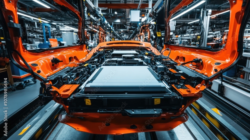 Electric Vehicle Production Line in Factory Setting Electric Vehicle Production Line in Factory Setting