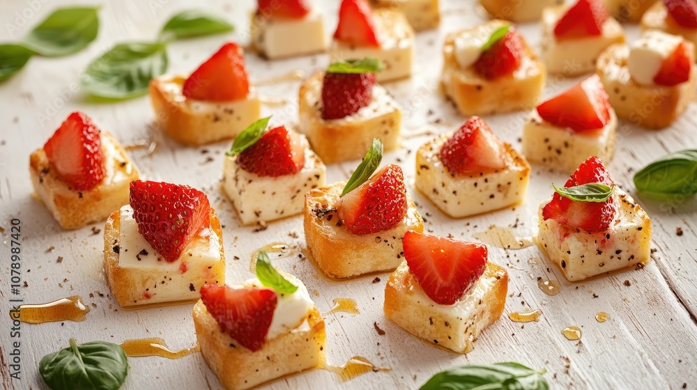 Fresh Strawberry Appetizer on Wooden Table Fresh Strawberry Appetizer on Wooden Table