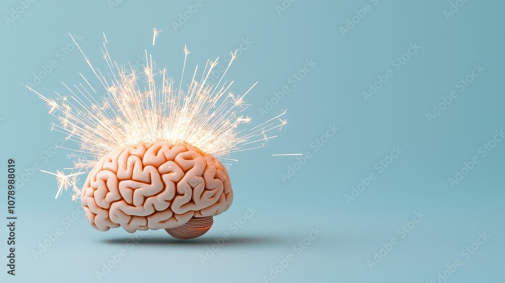 A creative concept of a brain with sparks symbolizing innovative ideas and thoughts. A creative concept of a brain with sparks symbolizing innovative ideas and thoughts.