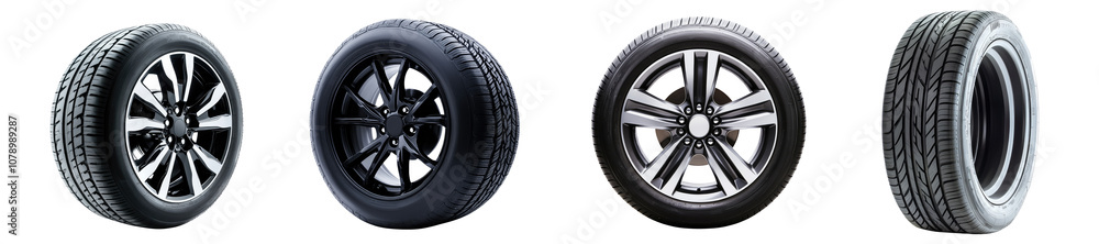 Black automobile tires collection isolated on transparent background, PNG. Clipart template Black automobile tires collection isolated on transparent background, PNG. Clipart template