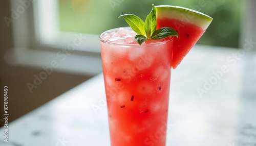 Refreshing watermelon mocktail for summer blogs, cocktail websites, and recipe cards - perfect for health-conscious sippers and Instagram-worthy drinks photo