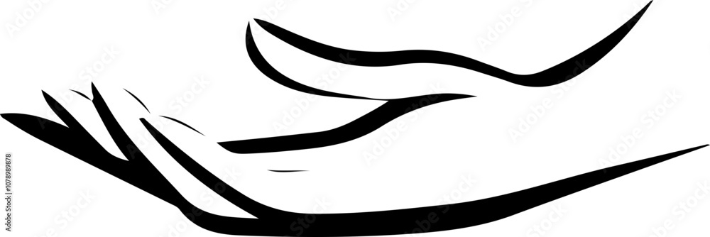 Elegant black vector illustration of a hand in a graceful pose, ideal for wellness and mindfulness projects. Elegant black vector illustration of a hand in a graceful pose, ideal for wellness and mindfulness projects.