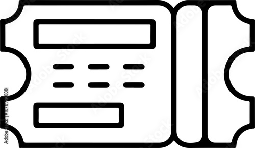 Minimalist Vector Ticket Design: Black outline on white background, suitable for event promotions and ticketing applications.