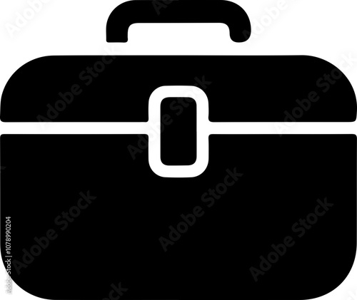 Minimalist black vector briefcase design suitable for business themes, presentations, and graphic content.