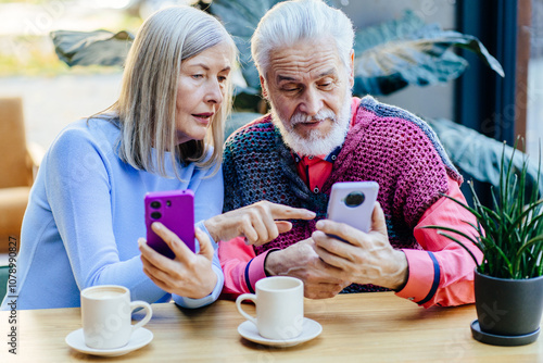 Senior Couple Surfing Internet at home. photo