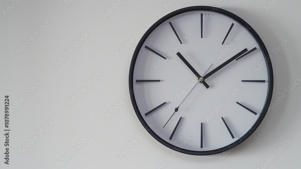Minimalist black and white clock with a sleek design, providing modern elegance in neutral interiors. Minimalist black and white clock with a sleek design, providing modern elegance in neutral interiors.
