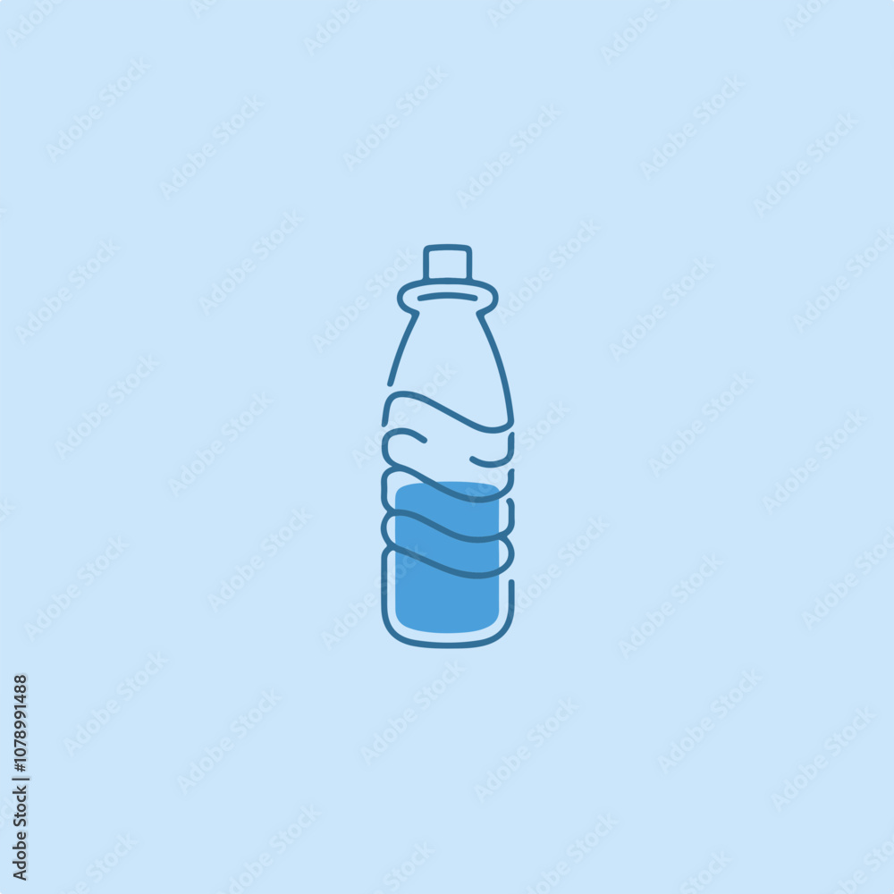 Minimalist vector design of a water bottle in blue tones suitable for eco-friendly graphics or beverage branding. Minimalist vector design of a water bottle in blue tones suitable for eco-friendly graphics or beverage branding.